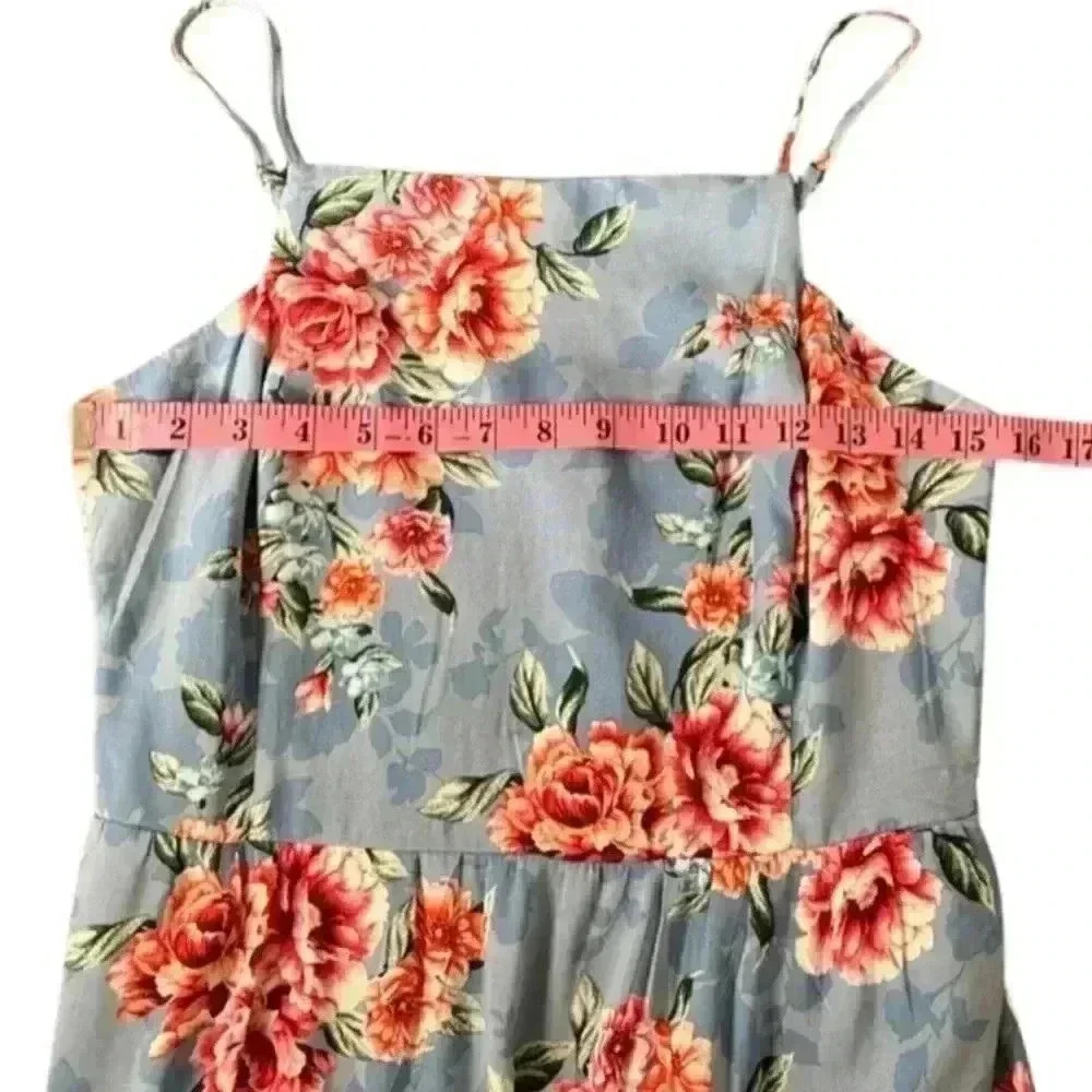Band of Gypsies Floral Maxi Dress  Blue/Coral Medium NWT boho garden girl fairy - Picture 14 of 15